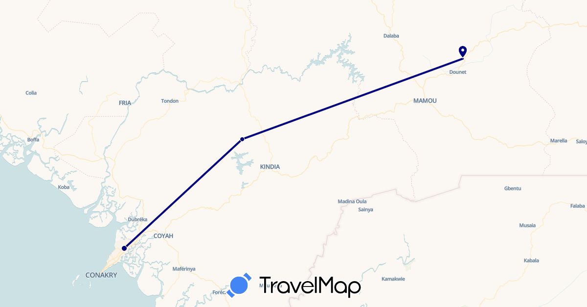 TravelMap itinerary: driving in Guinea (Africa)